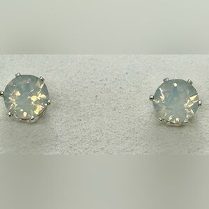 White Opal 8mm Crystal Stud Earrings Made with Swarovski Crystals